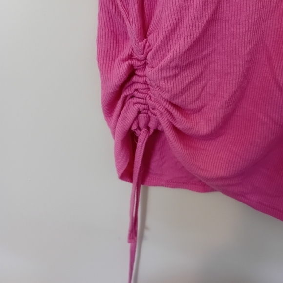 Bluenotes Women's Pink Ruched Casual Tie Up Top Summer Spring Size Large - Picture 4 of 8